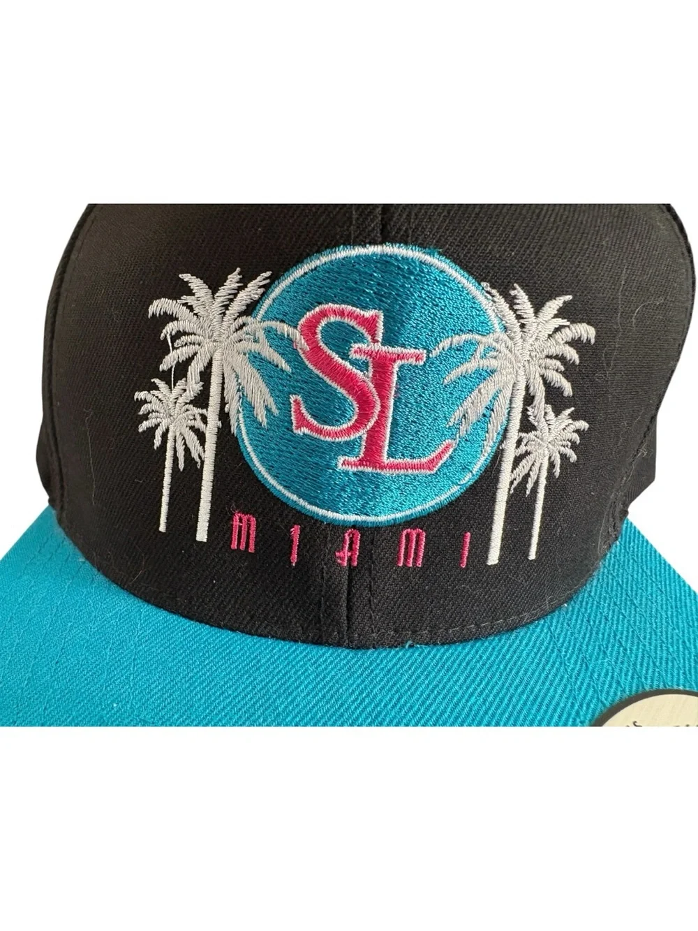 SL Miami black teal snapback cap